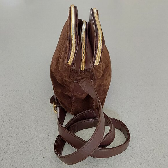 Brown Suede Leather Crossbody Purse - Picture 3 of 12